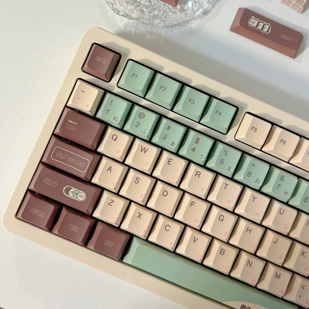 Craft Key CAP Matcha Theme mechanical keyboard keycap set with keycap puller on a white background.