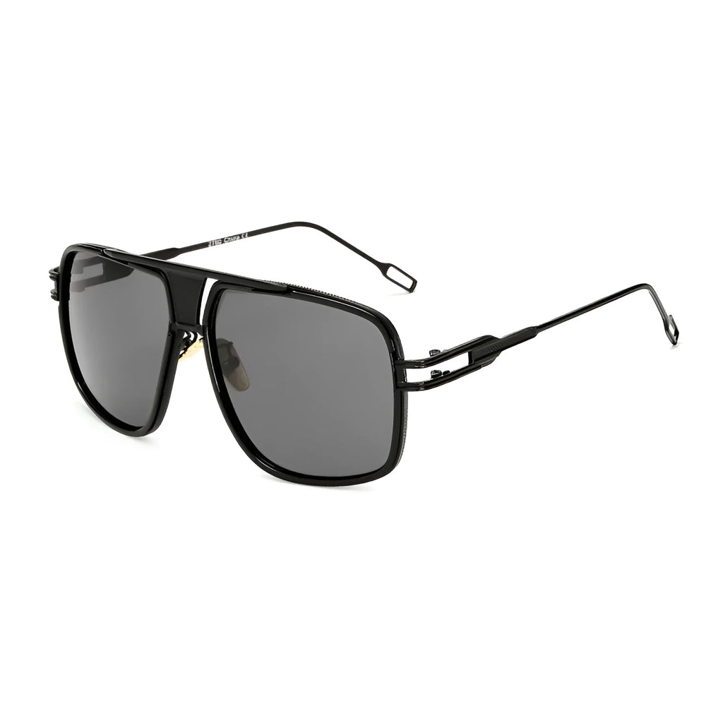 Grandmaster square sunglasses for men with black frame and UV400 acrylic lenses