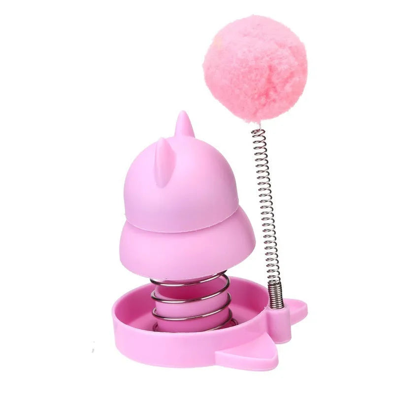 Blue self-moving cat toy with mint ball for teeth cleaning and hair removal, 55mm diameter.