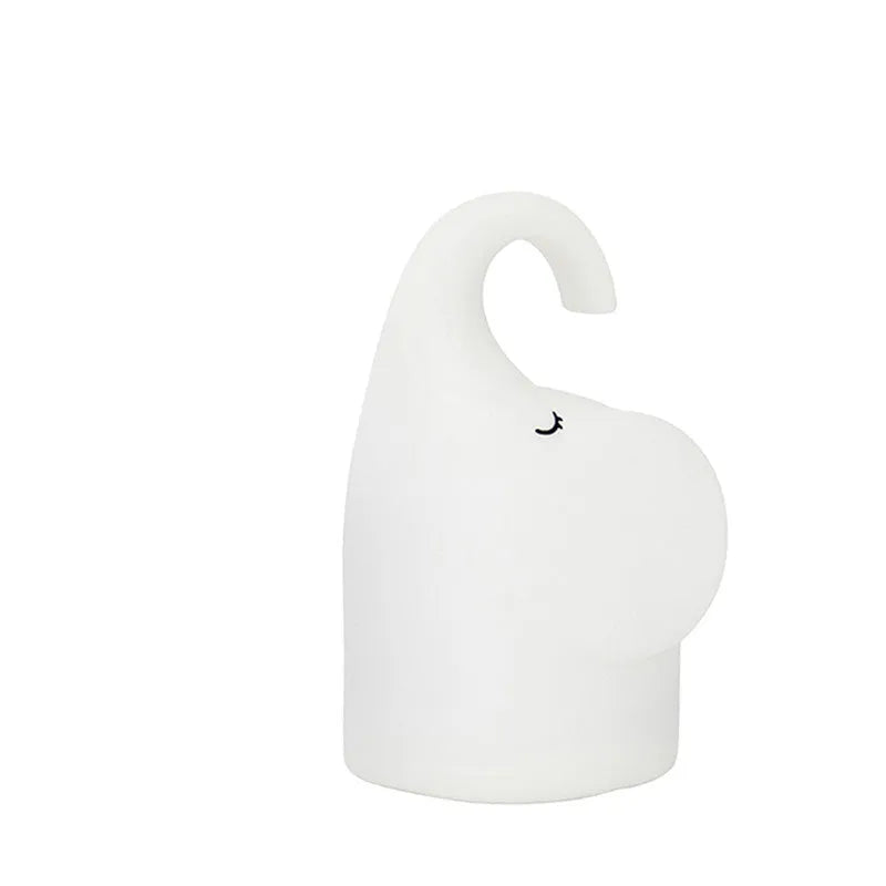 Elephant silicone night light with LED illumination measuring 96x82x151mm