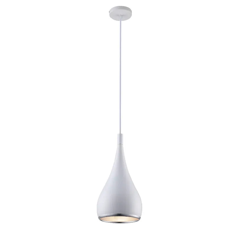 Iron restaurant chandelier ceiling lamp in black white or chrome finish with single or three head configuration