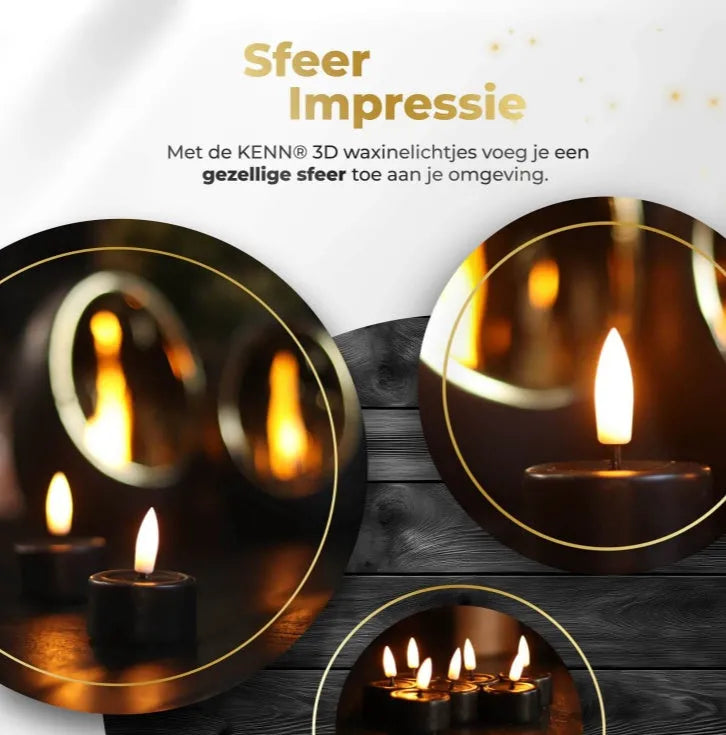 Set of four black coloured LED flameless tealight candles.