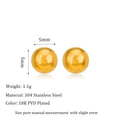 Stainless steel ball stud earrings with minimalist geometric design in gold or silver finish