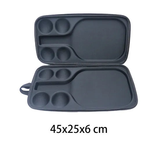 Black EVA pickleball storage bag with two shoulder straps, showing dimensions of 45cm by 25cm.