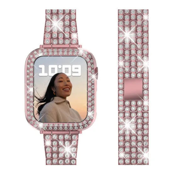 Apple Watch protective case with peep-proof double diamond glass screen in multiple colour options