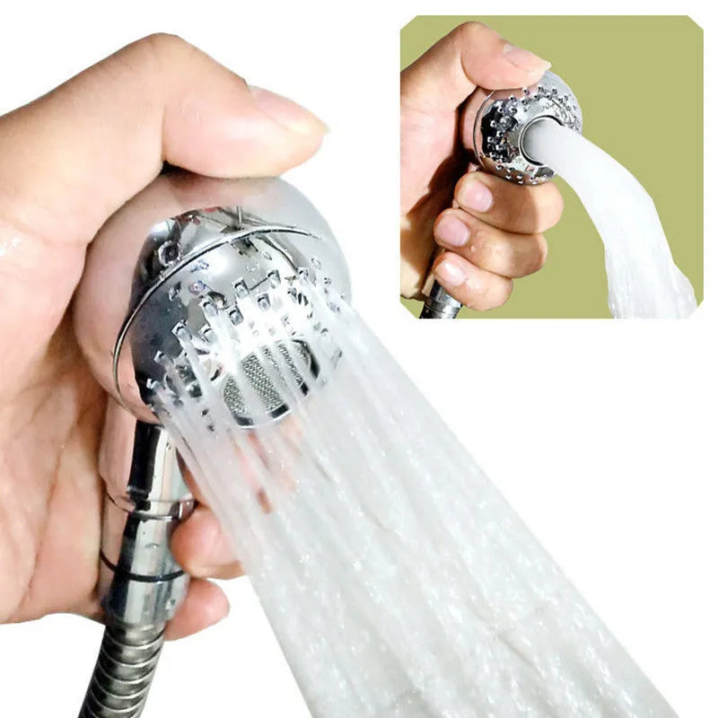 Silver ABS plastic handheld pet shower head for gentle bathroom grooming.