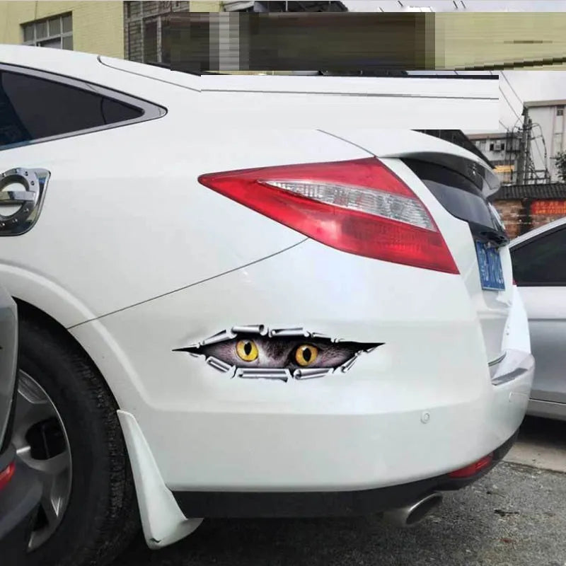 Tiger Eye and Eagle Eye 3D car bumper sticker on transparent PVC, 35 cm long.