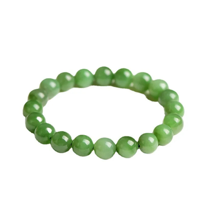 Natural Hetian jade ball bracelet with polished beads, shown in Jasper stone colour variations.
