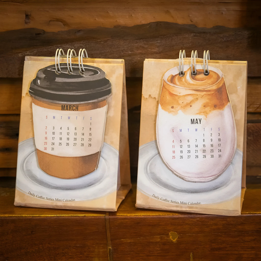 2025 mini desk calendar collection showing four different simple modern design themes