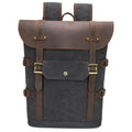 Canvas backpack with USB charging port in army green colour with contrast detailing