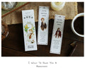 30 sheets of white cardboard bookmarks showing four design themes including Phantom of the Opera and Salt of Life