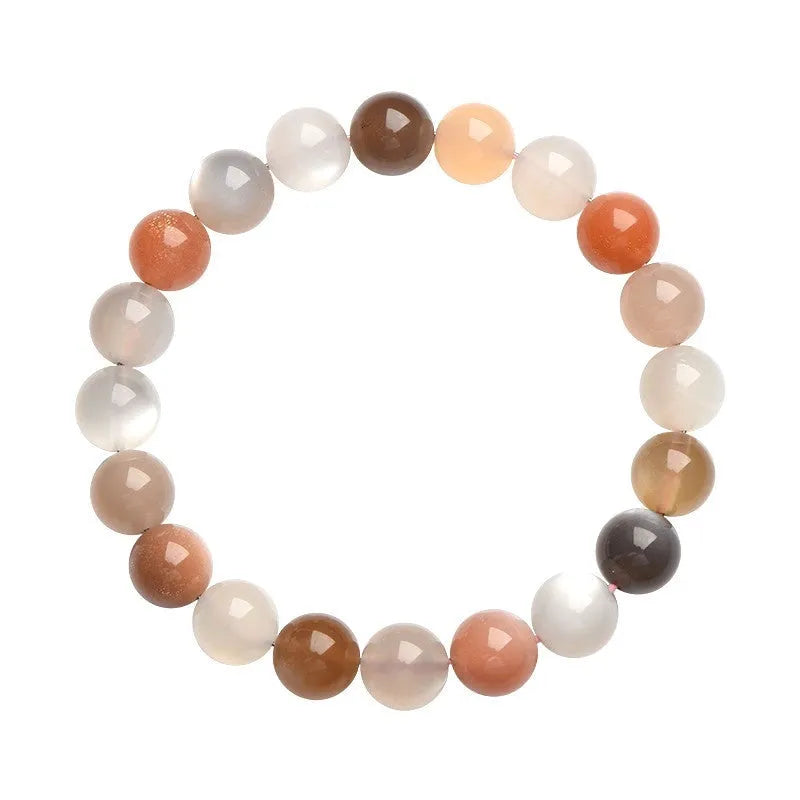 Natural colourful moonstone bracelet with a single 8mm bead on a cord.