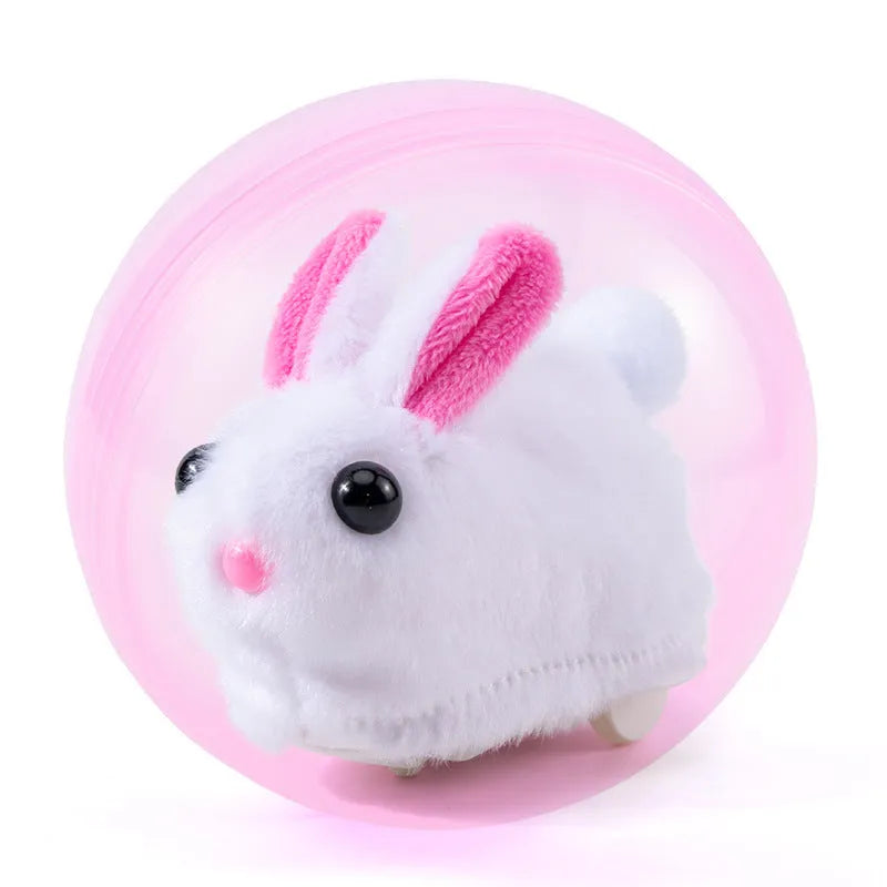 Hamster rolling ball exercise toy with transparent sphere on battery base and plush shell covers