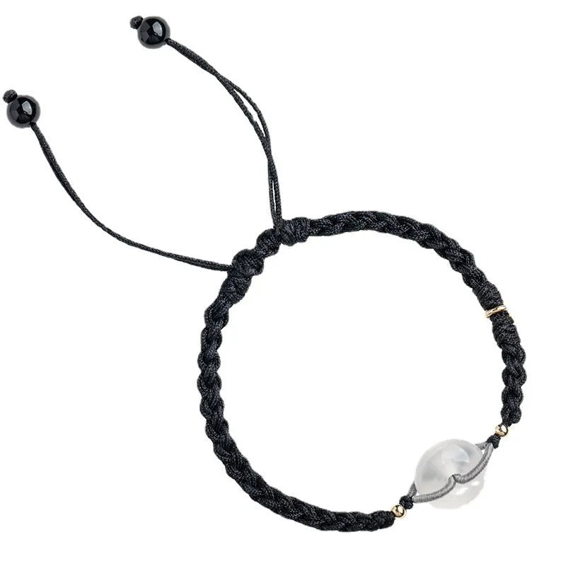 Women's crystal bracelet with vintage weaving and flower-shaped chamfered crystals on rope strap