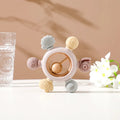 Silicone teether baby molar stick toy in forest design with plain pattern