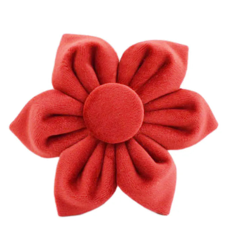 Cloth dog collar, leash, vest, bow tie, flower, and poo bag set for small to extra-large dogs