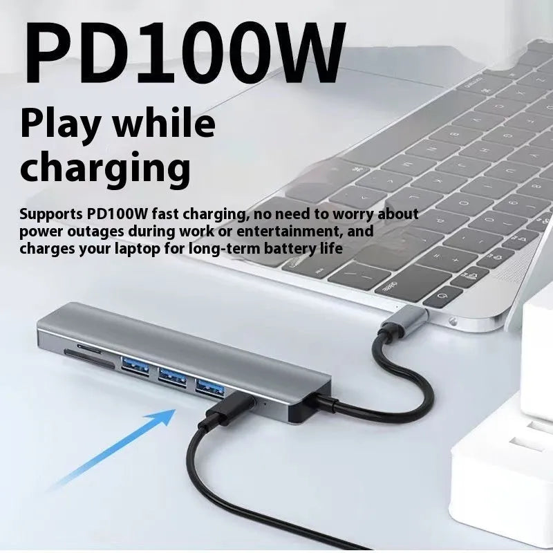 Type-C 7-in-1 expansion dock with HDMI support and 15cm cable for laptop and tablet connectivity