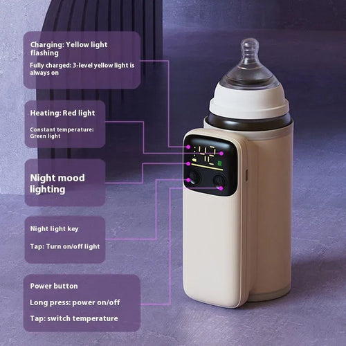 Fast-charging 8000mAh baby bottle insulation warmer with universal fit