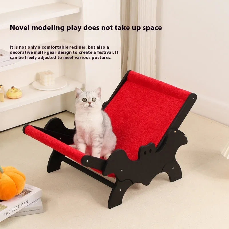 MW-054 black and red wooden cat recliner bed with climbing platforms