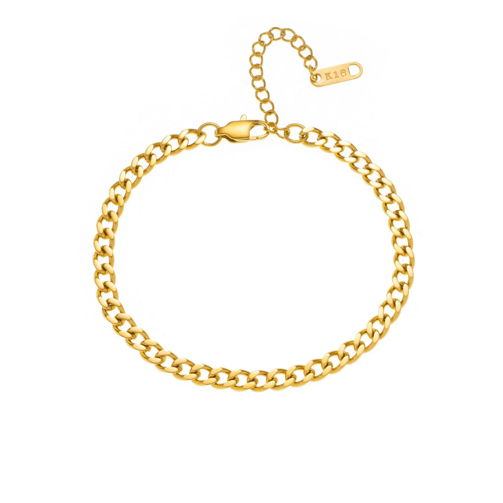 Gold electroplated titanium steel necklace with letter A pendant on a 40cm blade chain