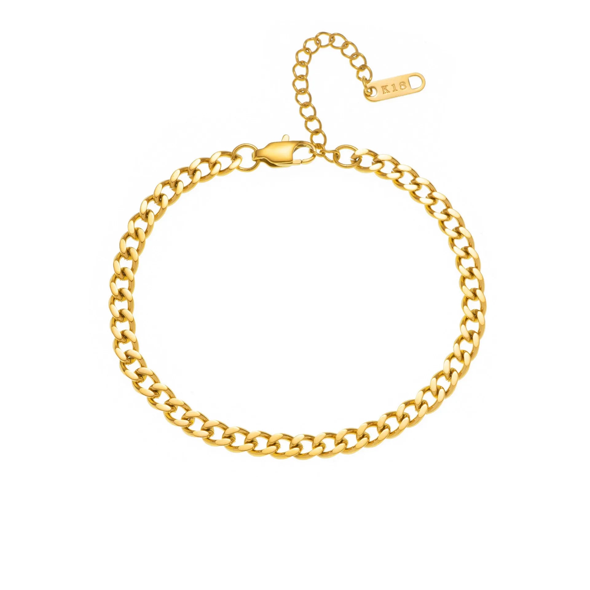 Gold electroplated titanium steel necklace with letter A pendant on a 40cm blade chain