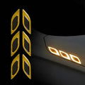 Reflective warning tape strips for car bumpers in blue and yellow colours