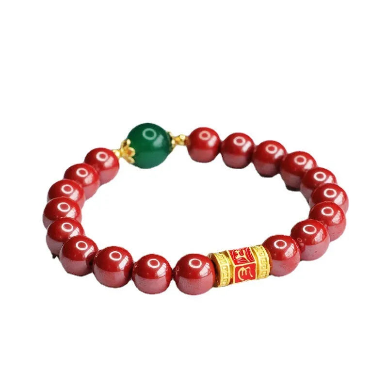 Cinnabar bracelet with Emperor sandstone colour and six-word mantras