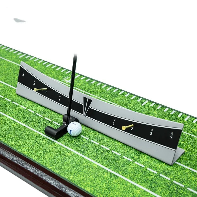 Adjustable golf putter trajectory balance simulator made from white PVC.