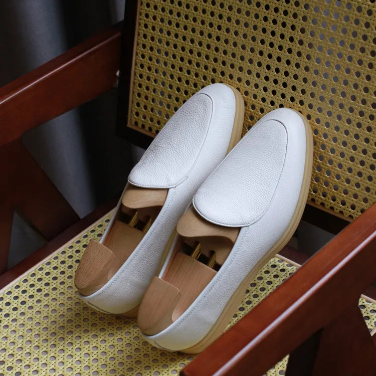 Men's British handmade leather loafers in various colours with TPR beef tendon soles