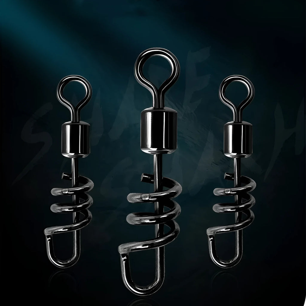 8-shaped fishing swivel connector ring in copper or stainless steel with colour-coded sizing options