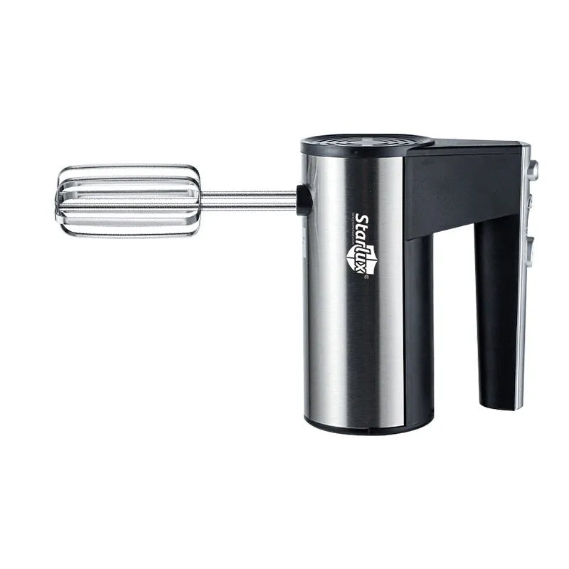 SL-25209 coloured 500W electric hand mixer with two metal beaters and five-speed control.