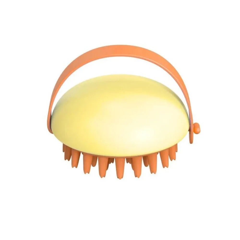 Silicone pet bathing brush with flexible bristles and comfortable handle in assorted colours