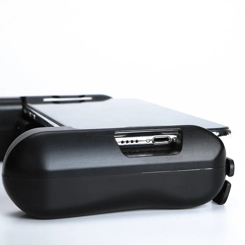 Black Bluetooth mobile game controller for iPhone with cooling design and 157mm length
