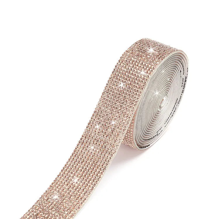 Self-adhesive water drill strip with electroplated glass beads for clothing decoration