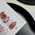 Hand-painted three-dimensional carved nail patches with embossed candy design in multiple colours