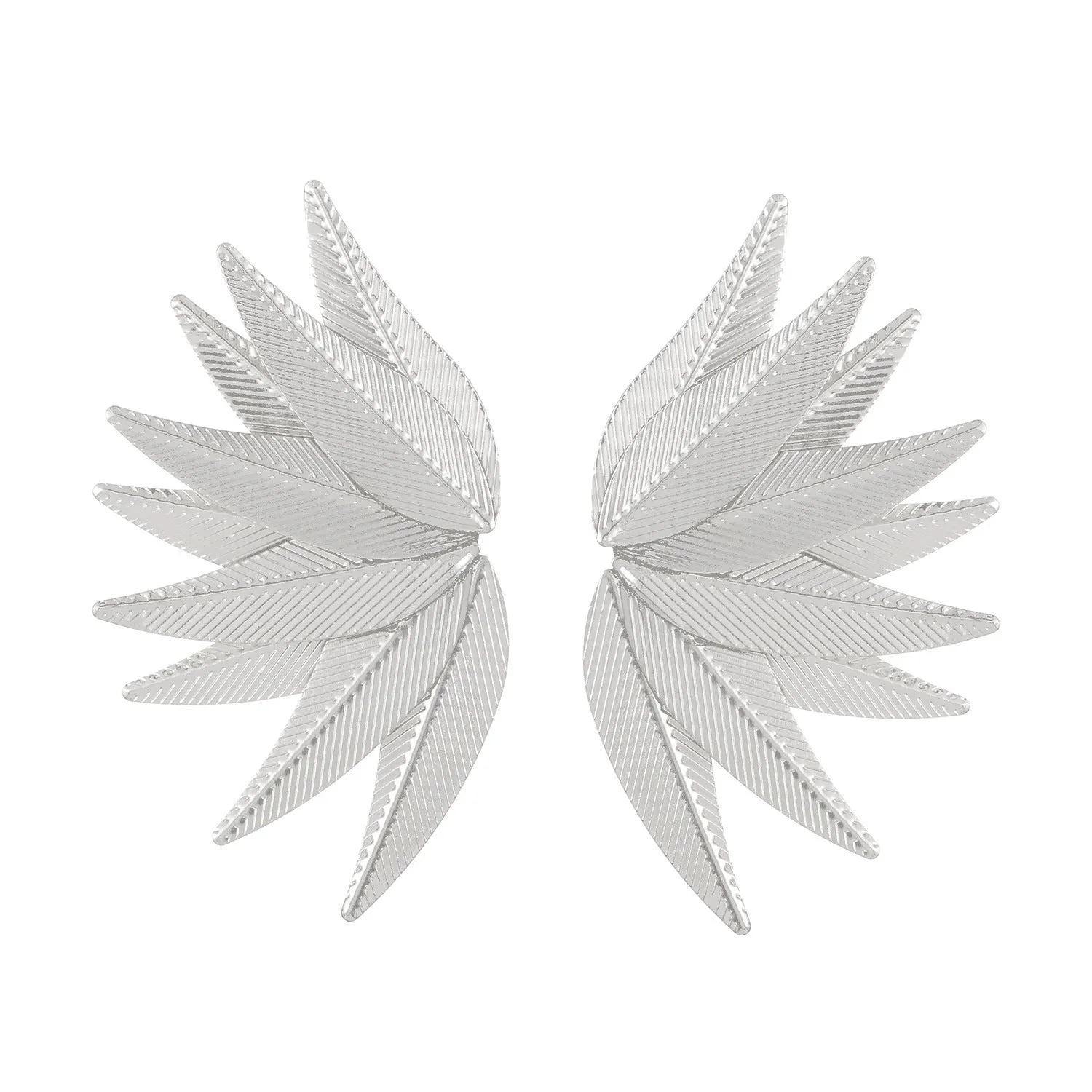 Gold and white leaf-shaped alloy patch earrings showing botanical design