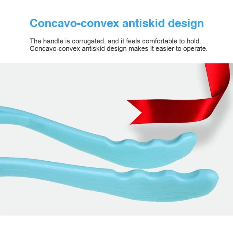 Blue plastic neck massager with adjustable stand and hand roller for pressure point therapy
