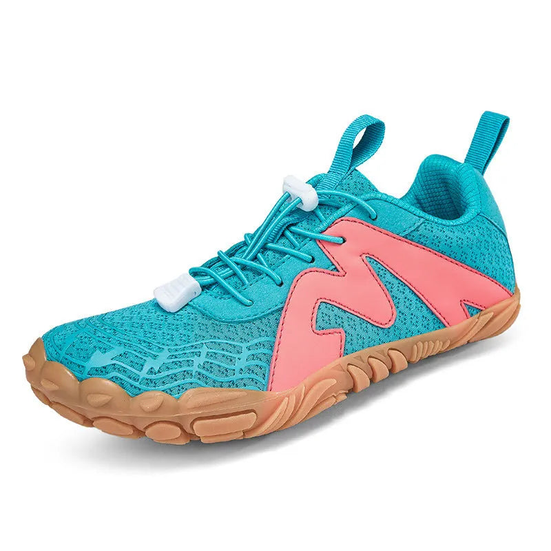 Couple sports climbing shoes with Flyknit lining and rubber sole in multiple colours.