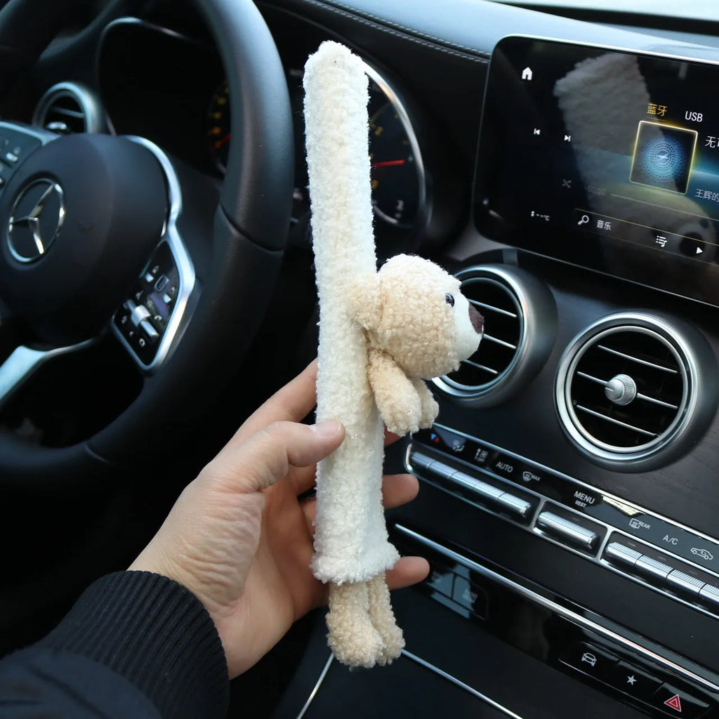Lamb wool car seatbelt shoulder protector with cartoon bear or rabbit design