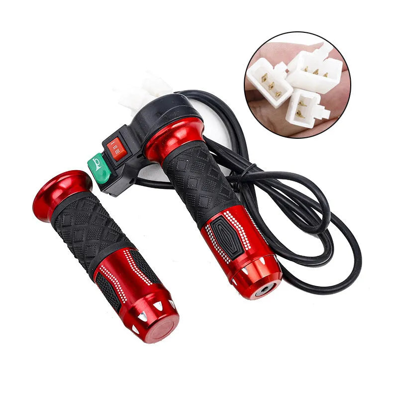 Plastic accelerator handle and switch kit for three-wheel electric car modification.