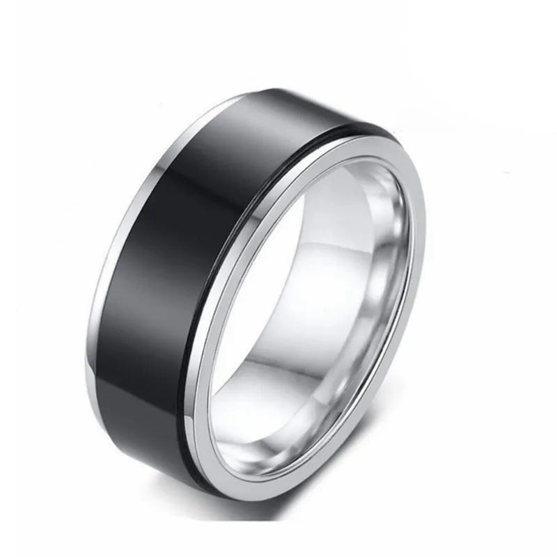 Men's titanium steel hip hop simplicity ring blue rose gold electroplated polished Korean style size 07-11