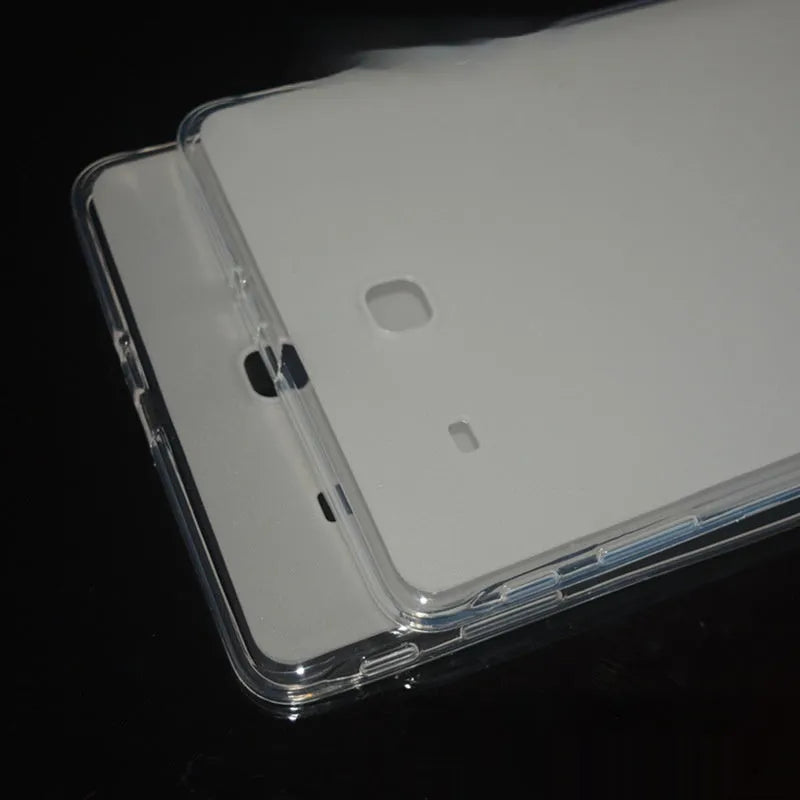 Clear transparent white ultra-thin silicone and TPU protective case for tablets.