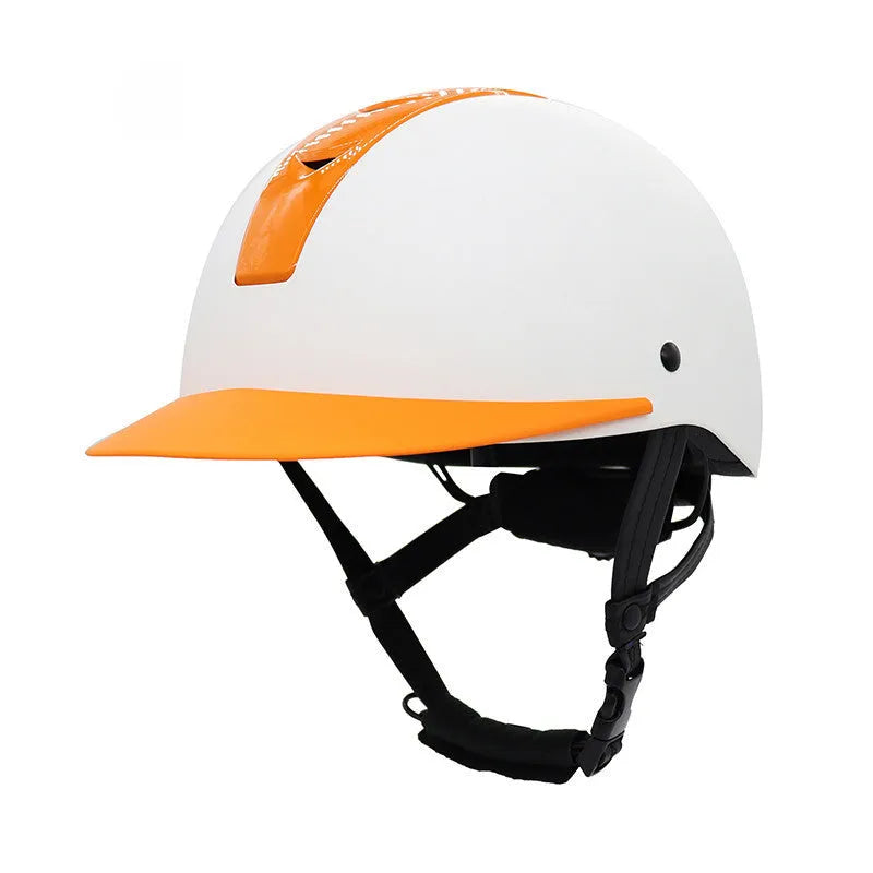 Lightweight black and silver equestrian riding helmet on a white background.