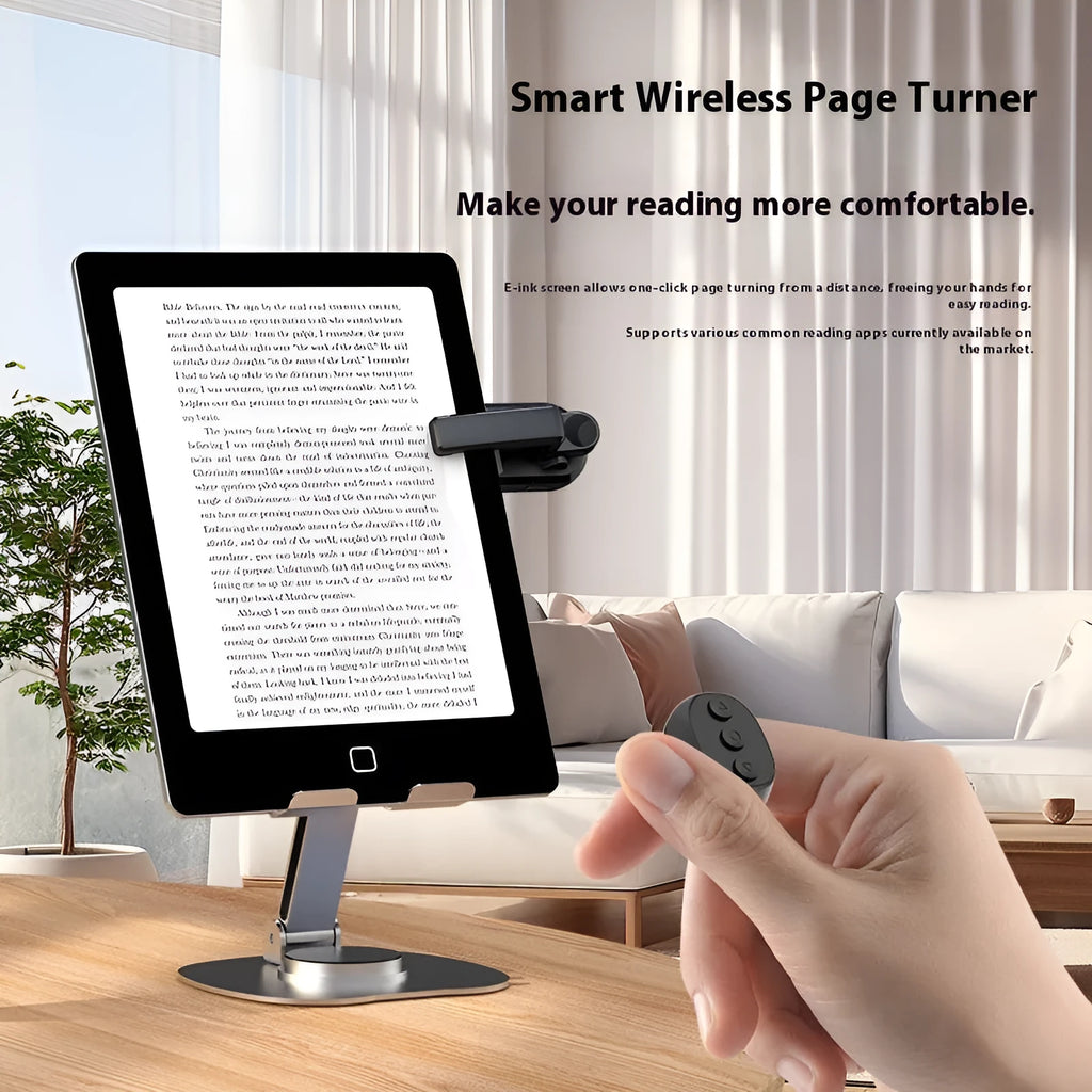 Smart wireless page turner remote control with clicker options in black, pink and white colours