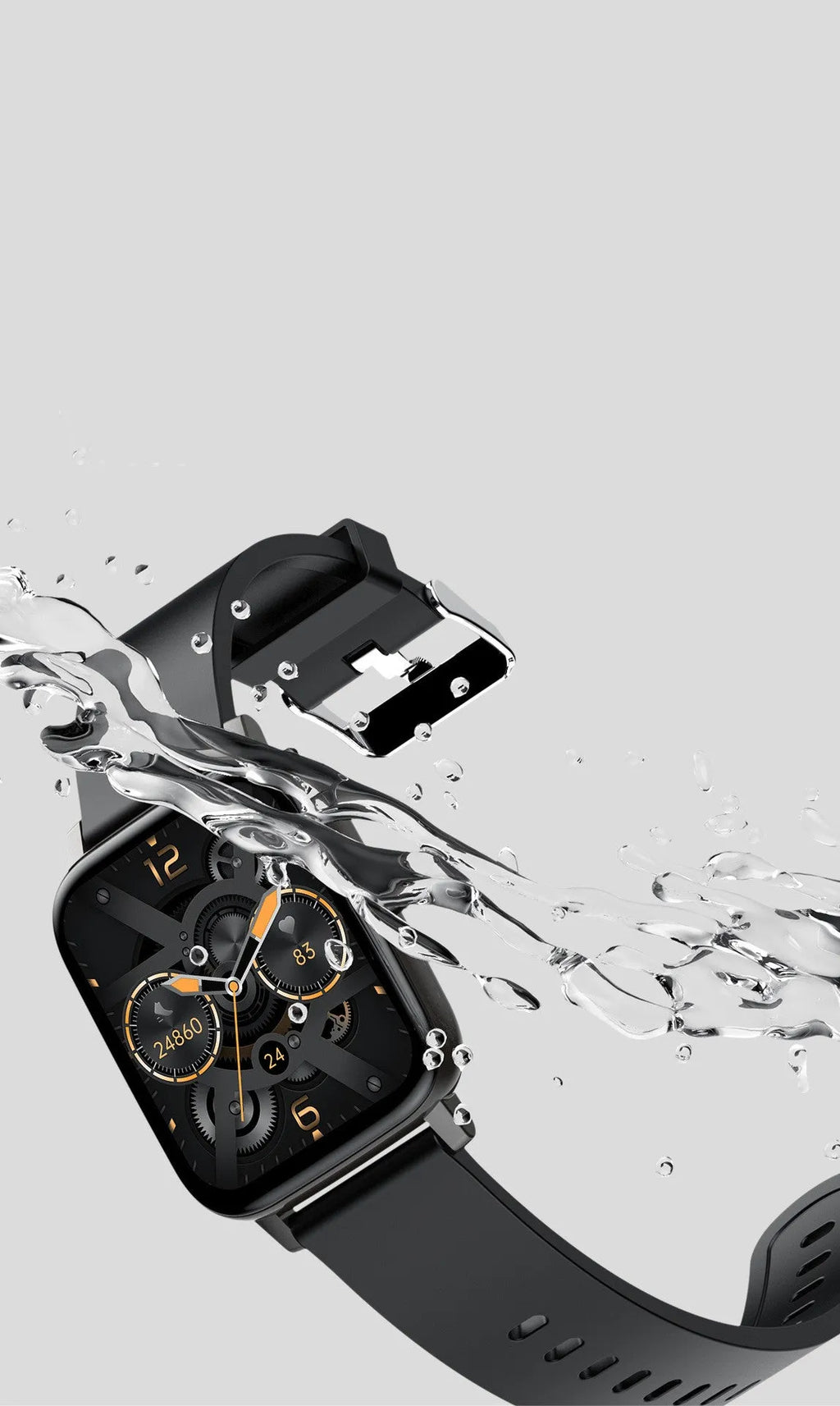 H80 sports smartwatch with black silicone strap showing ECG and blood oxygen monitoring on screen.