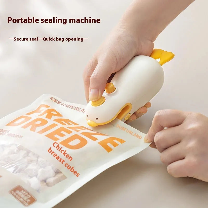 Yellow duck jacquard design rechargeable heat sealing machine with charging cable
