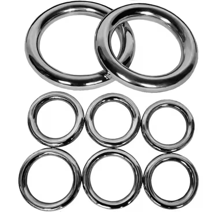 Wing Chun carbon steel training ring with electroplated finish showing three size options for martial arts practice