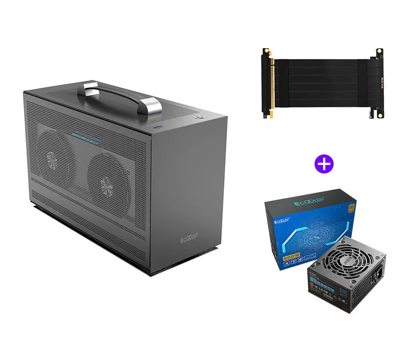 Hummingbird PRO Mini-ITX desktop computer case in titanium grey and white finish options.