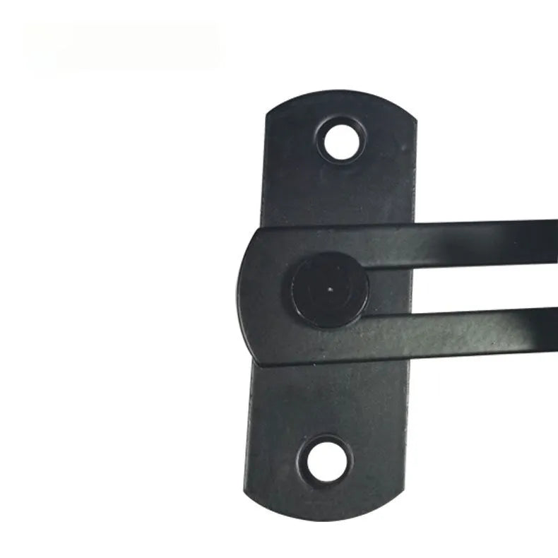 90-degree black carbon steel and stainless steel sliding door hasp lock for barns and warehouses.