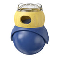 Owl-shaped plastic cat tumbler puzzle feeder in Morandi yellow and blue colours